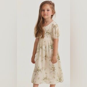 $195 New LoveShackFancy Girls Holly Dress Canary Yellow Floral Silky Size 8